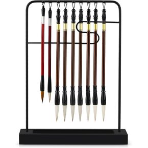 9-Pins Calligraphy Sumi Brush Hanger Chinese Calligraphy Brush Holder Metal Wenge Brush Holder for Study Room Home Office (Writing Brush Not Included) in Kuwait