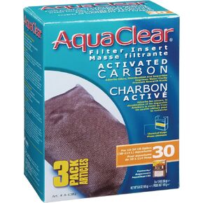 AquaClear A1382 Activated Carbon Insert, 30-Gallon Aquariums, White, 3-Pack