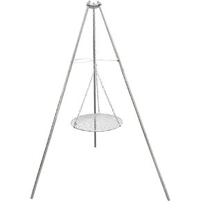 Camp Fire Tripod for Cooking, Stainless Steel Camping Fire Grill with Adjustable Chain for Camping Hiking BBQ