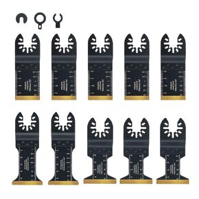 10 PCS Titanium Oscillating Saw Blades Universal Multitool Blades for Cutting Hard Material, Metal Nails, Wood, Plastic, Oscillating Tool Blades Kit fit