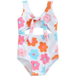 Infant Baby Girl One Piece Swimsuit Floral Sleeveless Cut Out Bikini Swimwear Bathing Suit Summer Beach Wear
