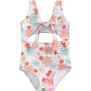 Infant Baby Girl One Piece Swimsuit Floral Sleeveless Cut Out Bikini Swimwear Bathing Suit Summer Beach Wear