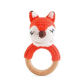 Bunny Baby Rattle，Crochet Bunny Rattle, Newborn Wooden Animal Rattle Toy，Infant White Bunny Rattle Toys Bunny Doll