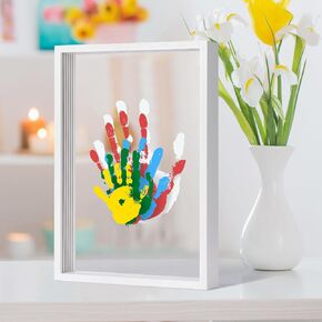 Family Handprint Kit - Gifts for New Parents, Adoption Gifts, Create Lasting DIY Craft Keepsake Wooden Frame -Includes 5 Paint Colors - Transparent Sheets (Brown) in Kuwait