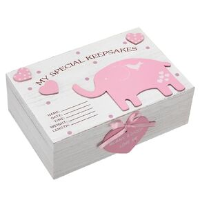 Soaoo 3D Wooden Baby Memories Keepsake Box Elephant First Keepsake Box Souvenir Baby Keepsake New Parent Newborn Baby Baptismal Birthday Gift for Mementos 11.81'' x 7.87'' x 3.94'' (Blue)