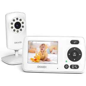 Video Baby Monitor with Camera and Audio, 2.4'' Portable Travel Baby Monitor, 1000ft Long Range Transmission, Baby Monitor No WiFi, Infrared Night Vision, VOX Mode, 20H Battery, Smart Alert