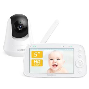 جهاز مراقبة الأطفال بالفيديو PARIS RHÔNE، جهاز مراقبة الأطفال بدقة 5 بوصات بدقة 720 بكسل عالي الدقة مع كاميرا وصوت، بدون WiFi، صوت ثنائي الاتجاه، وضع VOX، رؤية ليلية بالأشعة تحت الحمراء، تذكير بالتغذية، تهويدات مستشعر درجة الحرارة بزاوية واسعة in Kuwait