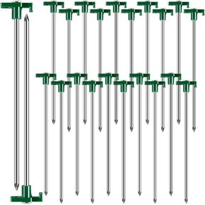 Loccmat 20 Pcs Metal Tent Stakes Heavy Duty,10 inch Camping Stakes Tent Pegs with 4x10ft Ropes,Galvanized Non-Rust Camping Tent Stakes,Pop Up Canopy Stakes,Tent Spikes for Outdoor Camping,Green