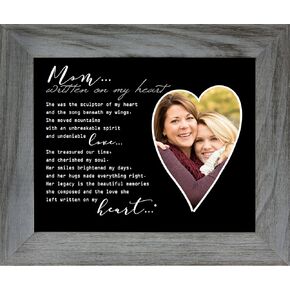 Written on my Heart Distressed Gray Memorial Photo Frame for Dad- Sympathy Gift for Loss - Made in USA of Dad/Dad Memorial Gift
