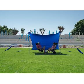 Nomad XL Beach Shade | 15x8.5 ft. Beach Tent Sun Shelter with UPF50+ Protection, Adjustable Shade Tent | Quick 5-Min Setup, 25MPH Windproof, Light & Compact Grass & Sand | 4-Posts w/Dry Bag