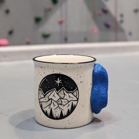 Lunar Sol Rock Climbing Mug with Climbers Hold - Hand Drawn Design with Speckled Mug - Great Training for Your Grip - Rock Climber Gear Mountain Climbing Accessories or Gift in Saudi Arabia