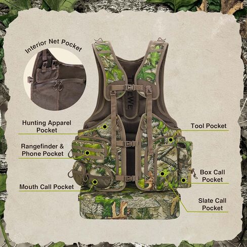 سترة TIDEWE تركيا مع مقعد، سترة صيد مع حقيبة ألعاب ومسند، ملابس صيد مموهة تركيا للرجال والنساء in Kuwait