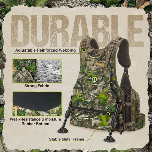 سترة TIDEWE تركيا مع مقعد، سترة صيد مع حقيبة ألعاب ومسند، ملابس صيد مموهة تركيا للرجال والنساء in Kuwait