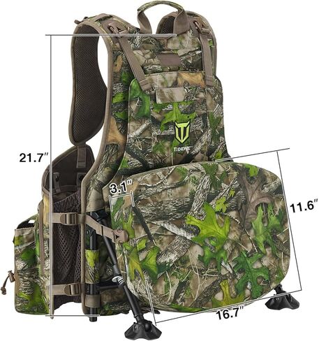 سترة TIDEWE تركيا مع مقعد، سترة صيد مع حقيبة ألعاب ومسند، ملابس صيد مموهة تركيا للرجال والنساء in Kuwait