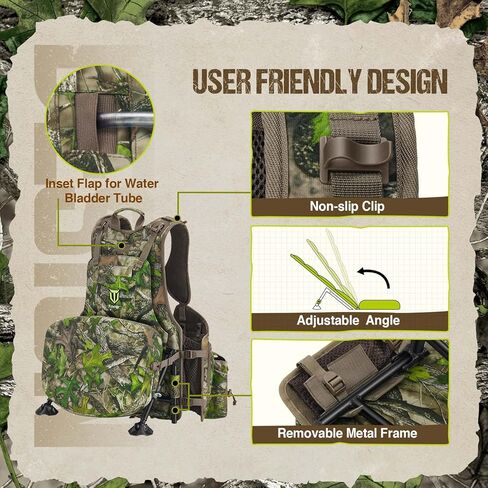 سترة TIDEWE تركيا مع مقعد، سترة صيد مع حقيبة ألعاب ومسند، ملابس صيد مموهة تركيا للرجال والنساء in Kuwait