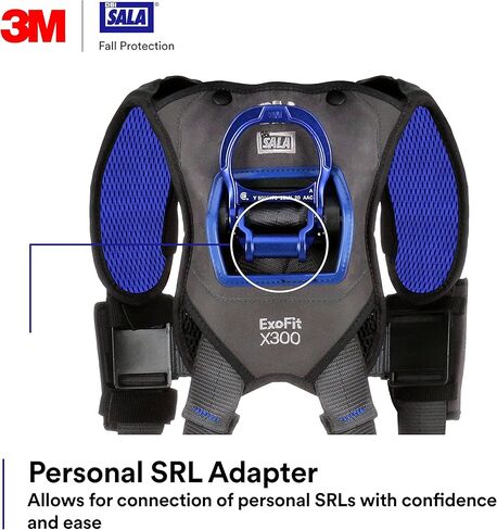 سرج على شكل سترة 3M 1113007 DBI-SALA ExoFit NEX، حلقة على شكل حرف D من الألومنيوم الخلفي، إبزيم توصيل سريع للقفل، كبير، أزرق/رمادي in Kuwait
