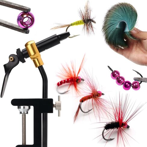 Fly Tying Kit Material Tools Kit Bobbin Fly Hooks Scissors Fly Beads Threader Needle Whip Finisher Fly Fishing Flies Starter Making Kit with Carry Bag in Saudi Arabia