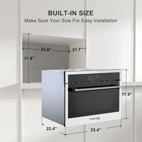 ميكروويف مدمج، فرن ميكروويف مدمج من GASLAND Chef BMD1602S مقاس 24 بوصة مع 1.6 قدم مكعب. سعة قدم، 1000 وات، مستشعر طهي، باب منسدل من الفولاذ المقاوم للصدأ in Kuwait