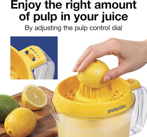 ماكينة عصارة الحمضيات الكهربائية وعصارة الليمون من بروكتر سيليكس أليكس، لليمون والليمون والبرتقال، 34 أونصة، تتضمن 2 مخرطة وكتاب وصفات، أصفر (66341) in Kuwait