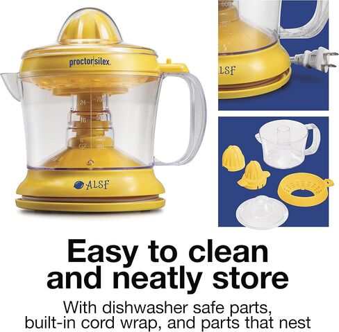 ماكينة عصارة الحمضيات الكهربائية وعصارة الليمون من بروكتر سيليكس أليكس، لليمون والليمون والبرتقال، 34 أونصة، تتضمن 2 مخرطة وكتاب وصفات، أصفر (66341) in Kuwait