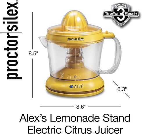 ماكينة عصارة الحمضيات الكهربائية وعصارة الليمون من بروكتر سيليكس أليكس، لليمون والليمون والبرتقال، 34 أونصة، تتضمن 2 مخرطة وكتاب وصفات، أصفر (66341) in Kuwait
