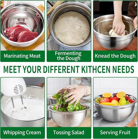 WEPSEN 5-Speed Electric Hand Mixer, 4 Large Mixing Bowls Set, Handheld Mixers with Whisks Beater, Stainless Steel Metal Nesting Bowl Measuring Cups Spoons Kitchen Cake Blender for Baking Supplies in Saudi Arabia