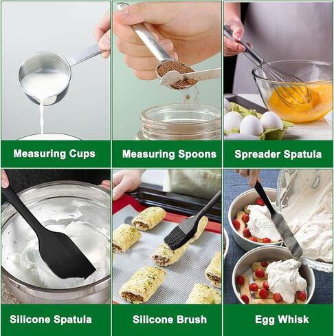 WEPSEN 5-Speed Electric Hand Mixer, 4 Large Mixing Bowls Set, Handheld Mixers with Whisks Beater, Stainless Steel Metal Nesting Bowl Measuring Cups Spoons Kitchen Cake Blender for Baking Supplies in Saudi Arabia