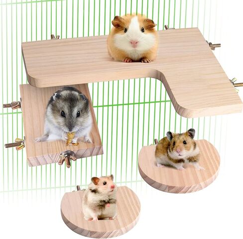 Chinchilla Cage Accessories Hamster Accessories, Chinchilla Toys Wood Platform Dwarf Hamster Cage Board, Chinchilla Cage Sturdy Standing and Jumping Wooden Board for Parrot Cage Rat Cage (Board) in Saudi Arabia