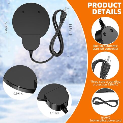2024 New 250W De-icer Submergible Bird Bath Heater Aluminum Cast for Livestock Poultry Horses, Cows, Birds, Wildlife Drinking Indoor Outdoors in Winter Birdbath Water Heater in Saudi Arabia
