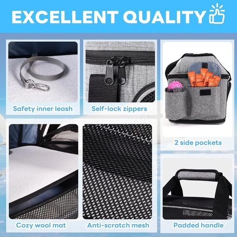 حاملة القطط Supet ناعمة مع إمكانية توسيع الجزء العلوي والجانبي، معتمدة من شركة الطيران الناقلة للكلاب للقطط. حاملات الكلاب الشبكية المضادة للخدش للكلاب الصغيرة والقطط الكبيرة، أقصى وزن 25 رطلاً. in Kuwait