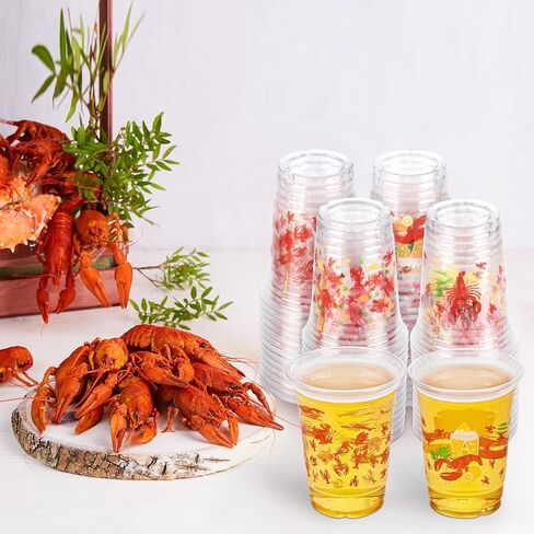 أكواب بلاستيكية لغلي جراد البحر سعة 16 أونصة، 60 قطعة من لوازم حفلات جراد البحر، أكواب شفافة من البلاستيك للشرب، أكواب جراد البحر، أكواب حفلات غليان جراد البحر لتزيين حفلات أعياد الميلاد والمأكولات البحرية in Kuwait