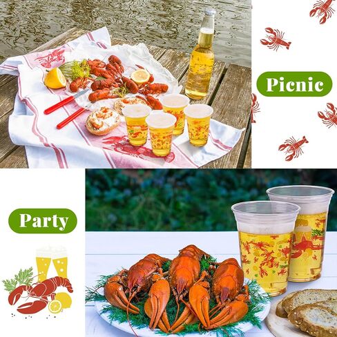 أكواب بلاستيكية لغلي جراد البحر سعة 16 أونصة، 60 قطعة من لوازم حفلات جراد البحر، أكواب شفافة من البلاستيك للشرب، أكواب جراد البحر، أكواب حفلات غليان جراد البحر لتزيين حفلات أعياد الميلاد والمأكولات البحرية in Kuwait