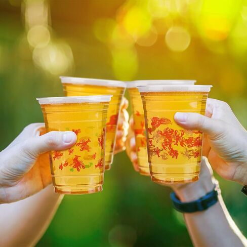 أكواب بلاستيكية لغلي جراد البحر سعة 16 أونصة، 60 قطعة من لوازم حفلات جراد البحر، أكواب شفافة من البلاستيك للشرب، أكواب جراد البحر، أكواب حفلات غليان جراد البحر لتزيين حفلات أعياد الميلاد والمأكولات البحرية in Kuwait