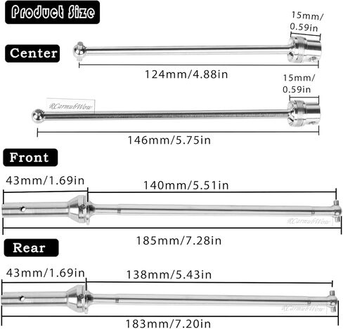 RC Drive Shafts Axles Upgrades Part for Arrm a 1/8 Kraton 6S BLX,Steel #45 Front & Rear Driveshaft,Center CVD Dogbone,6pcs,Silver in Kuwait