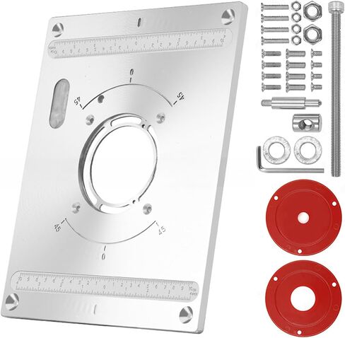 Router Table Insert Plate Aluminum Router Plate for Woodworking Router Table Mounting Plate with 2 X Ring 300 x 235 x 9.5mm in Saudi Arabia
