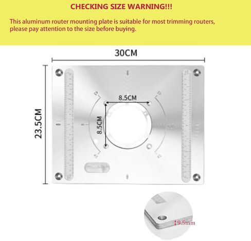 Router Table Insert Plate Aluminum Router Plate for Woodworking Router Table Mounting Plate with 2 X Ring 300 x 235 x 9.5mm in Saudi Arabia