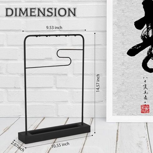 9-Pins Calligraphy Sumi Brush Hanger Chinese Calligraphy Brush Holder Metal Wenge Brush Holder for Study Room Home Office (Writing Brush Not Included) in Kuwait