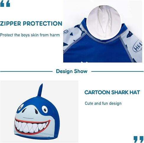 Mud Kingdom Little Boys 3 Pieces Swimsuit Cartoon Bathing Suit Rash Guards with Hat in Kuwait