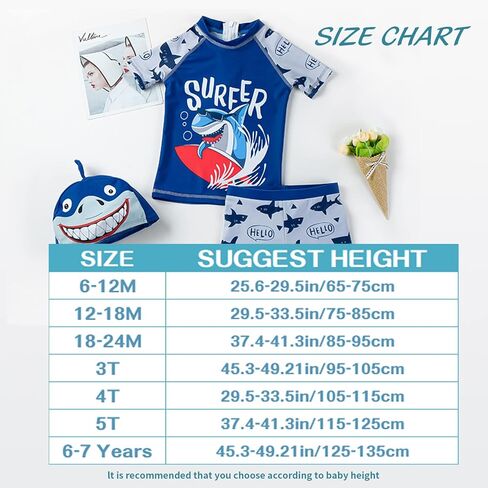 Mud Kingdom Little Boys 3 Pieces Swimsuit Cartoon Bathing Suit Rash Guards with Hat in Kuwait