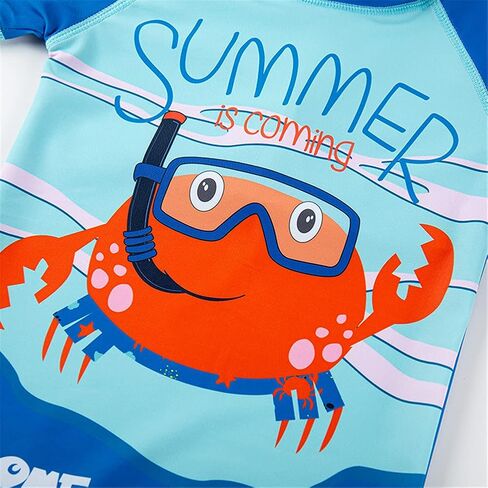 Mud Kingdom Little Boys 3 Pieces Swimsuit Cartoon Bathing Suit Rash Guards with Hat in Kuwait