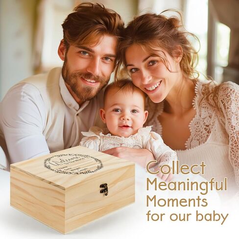 صندوق تذكار خشبي كبير للصور لمجموعة بصمة القدم للأولاد، صندوق تذكار للذكريات العزيزة، صندوق حفظ الأسنان للفتيات، صناديق تخزين للبنات/الصبي، صندوق تذكار 10.3 بوصة × 8.6 بوصة × 4.8 بوصة in Kuwait