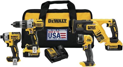 DEWALT DCK494P2 20V Max XR Lithium Ion 4-Tool Combo Kit with DEWALT DWA2FTS100 Screwdriving and Drilling Set, 100 Piece in Saudi Arabia