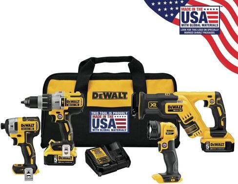 DEWALT DCK494P2 20V Max XR Lithium Ion 4-Tool Combo Kit with DEWALT DWA2FTS100 Screwdriving and Drilling Set, 100 Piece in Saudi Arabia