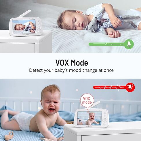 جهاز مراقبة الأطفال بالفيديو PARIS RHÔNE، جهاز مراقبة الأطفال بدقة 5 بوصات بدقة 720 بكسل عالي الدقة مع كاميرا وصوت، بدون WiFi، صوت ثنائي الاتجاه، وضع VOX، رؤية ليلية بالأشعة تحت الحمراء، تذكير بالتغذية، تهويدات مستشعر درجة الحرارة بزاوية واسعة in Kuwait