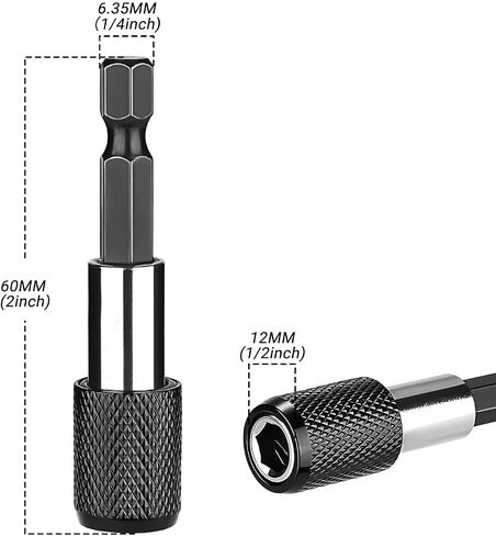 DEKO 2 Pieces Quick Release Bit Holder Magnetic 1/4" Hex Shank Drill Bit Extension for Screwdriver Bits Nuts Drills drill bit extension,60MM Length in Saudi Arabia