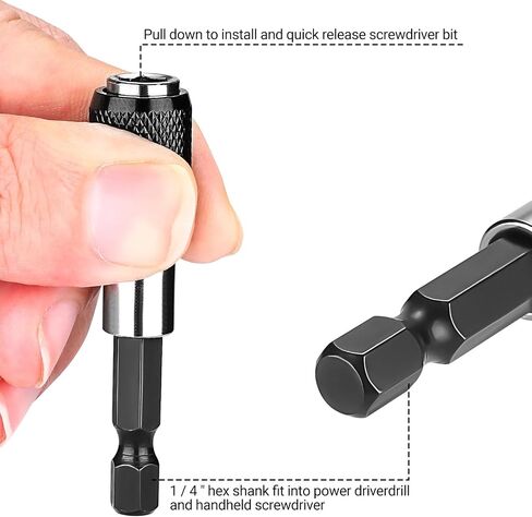 DEKO 2 Pieces Quick Release Bit Holder Magnetic 1/4" Hex Shank Drill Bit Extension for Screwdriver Bits Nuts Drills drill bit extension,60MM Length in Saudi Arabia