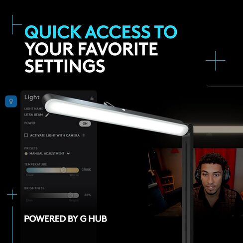 Logitech G Litra Beam LX Premium Dual-Sided RGB LED Streaming Key Light With TrueSoft, for Streaming, Broadcasting, LIGHTSYNC, Bluetooth, USB, PC/Mac – Graphite in Kuwait