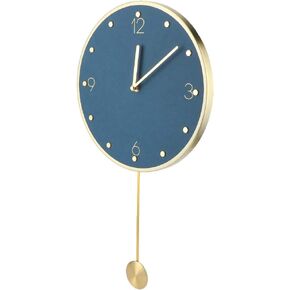 Swing Clock, Light Luxury Color MDF Clock Face Wall Clock Decor for Decoration for Home for Office(Blue-Round Pendulum)