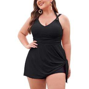 Hanna Nikole Women Plus Size Two Piece Swimsuits Flowy Tankini Swimdress Bathing Suit with Boyshorts 5XL