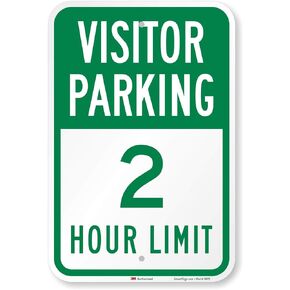 SmartSign - K-8556-HI-12x18 "Visitor Parking - 2 Hour Limit" Sign | 12" x 18" 3M High Intensity Grade Reflective Aluminum Green on White